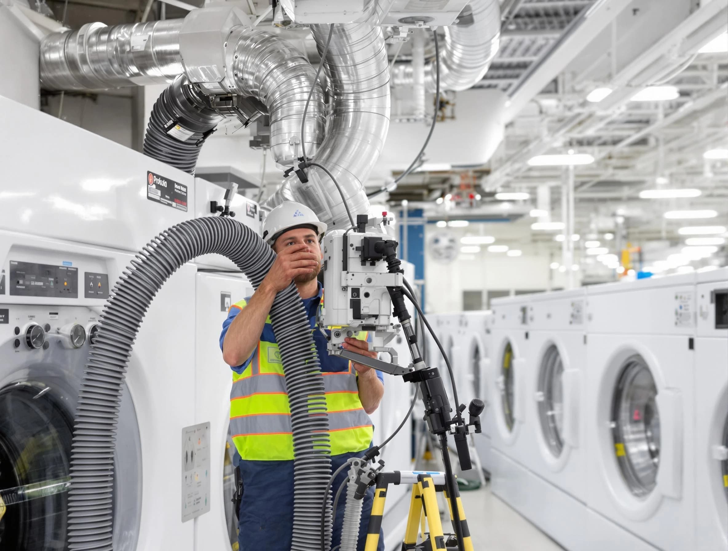 Tuckahoe Dryer Vent Cleaning team performing commercial-grade dryer vent cleaning at a business facility in Tuckahoe