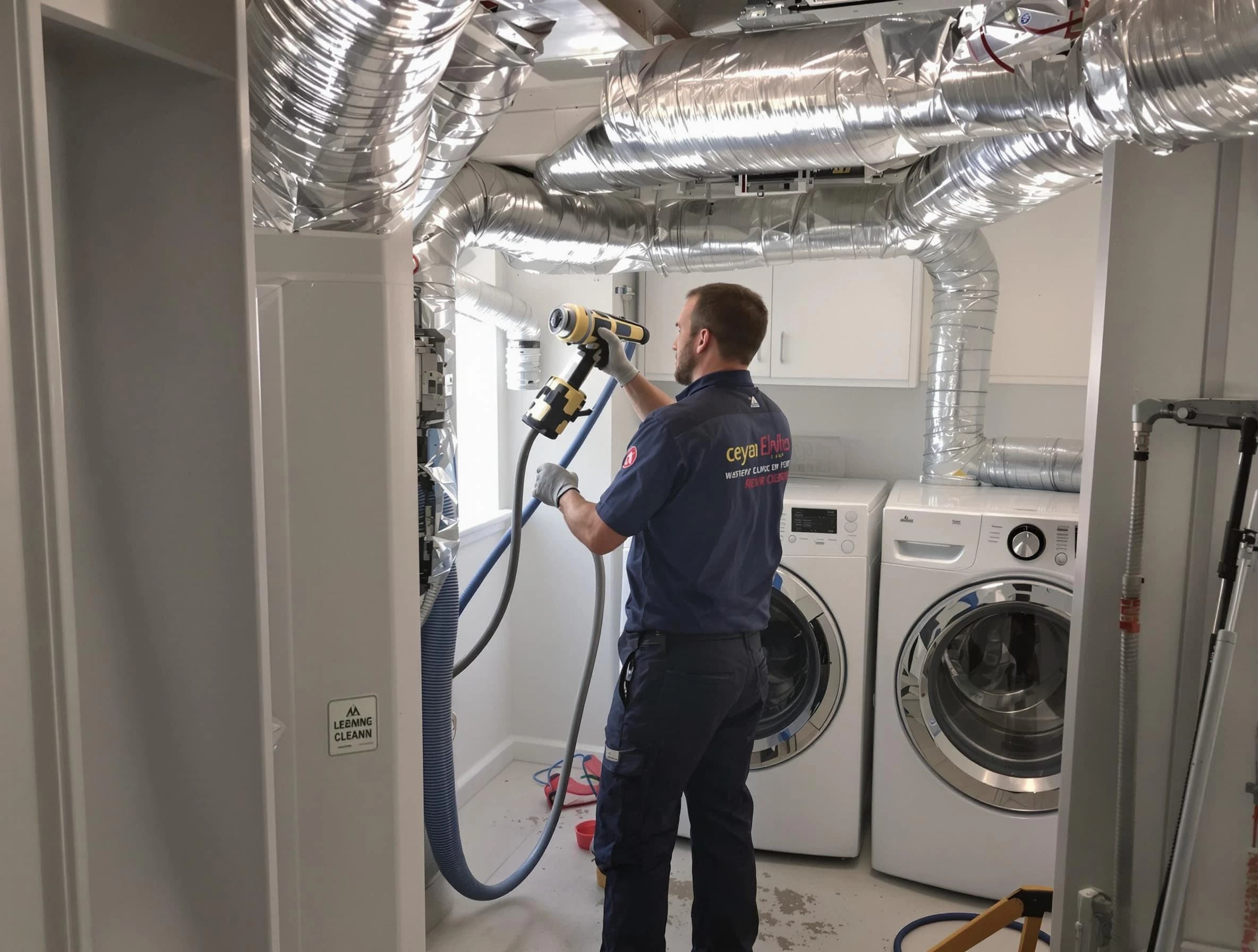 Tuckahoe Dryer Vent Cleaning specialist using advanced equipment for thorough duct cleaning in Tuckahoe