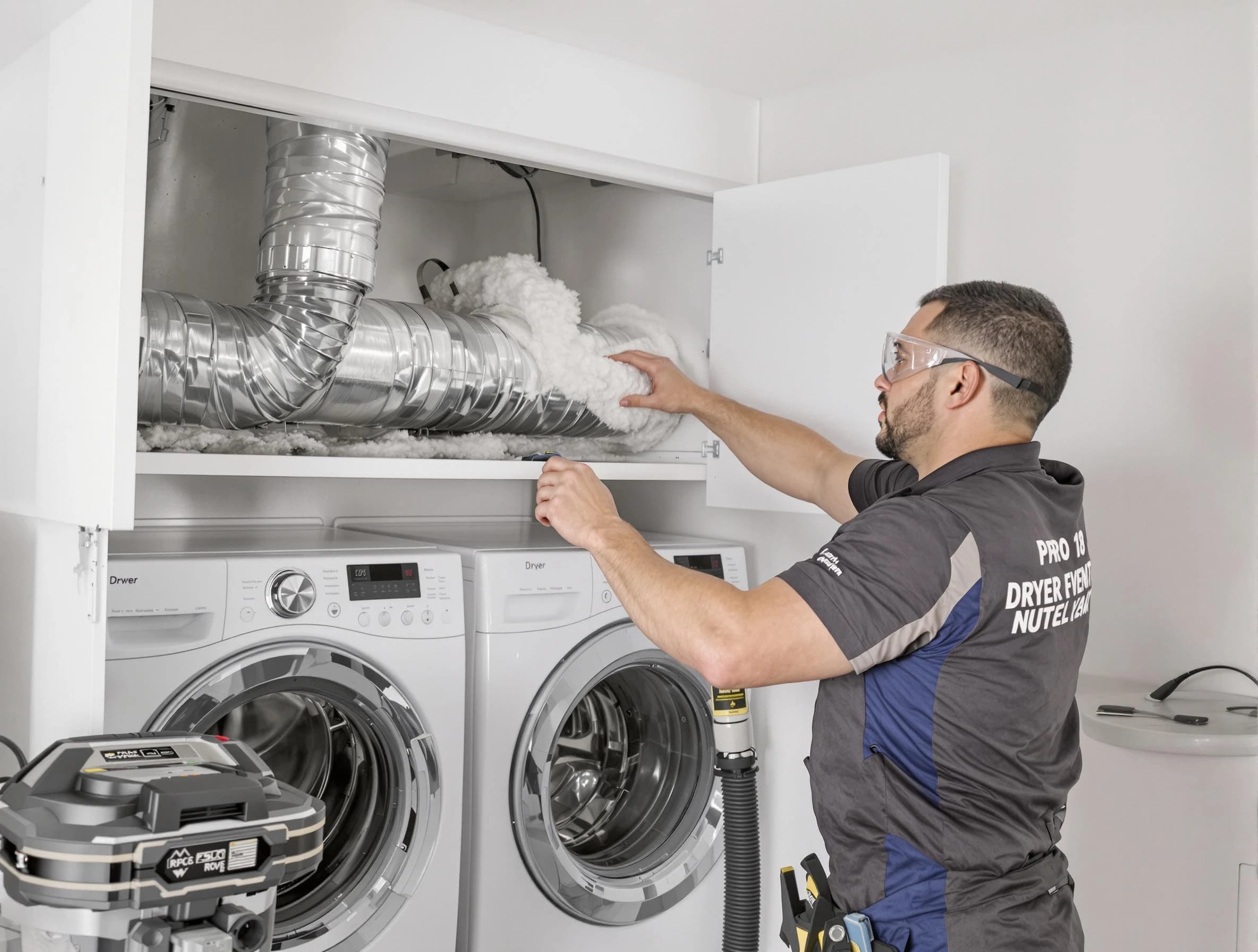 Tuckahoe Dryer Vent Cleaning certified technician performing specialized gas dryer vent cleaning in Tuckahoe