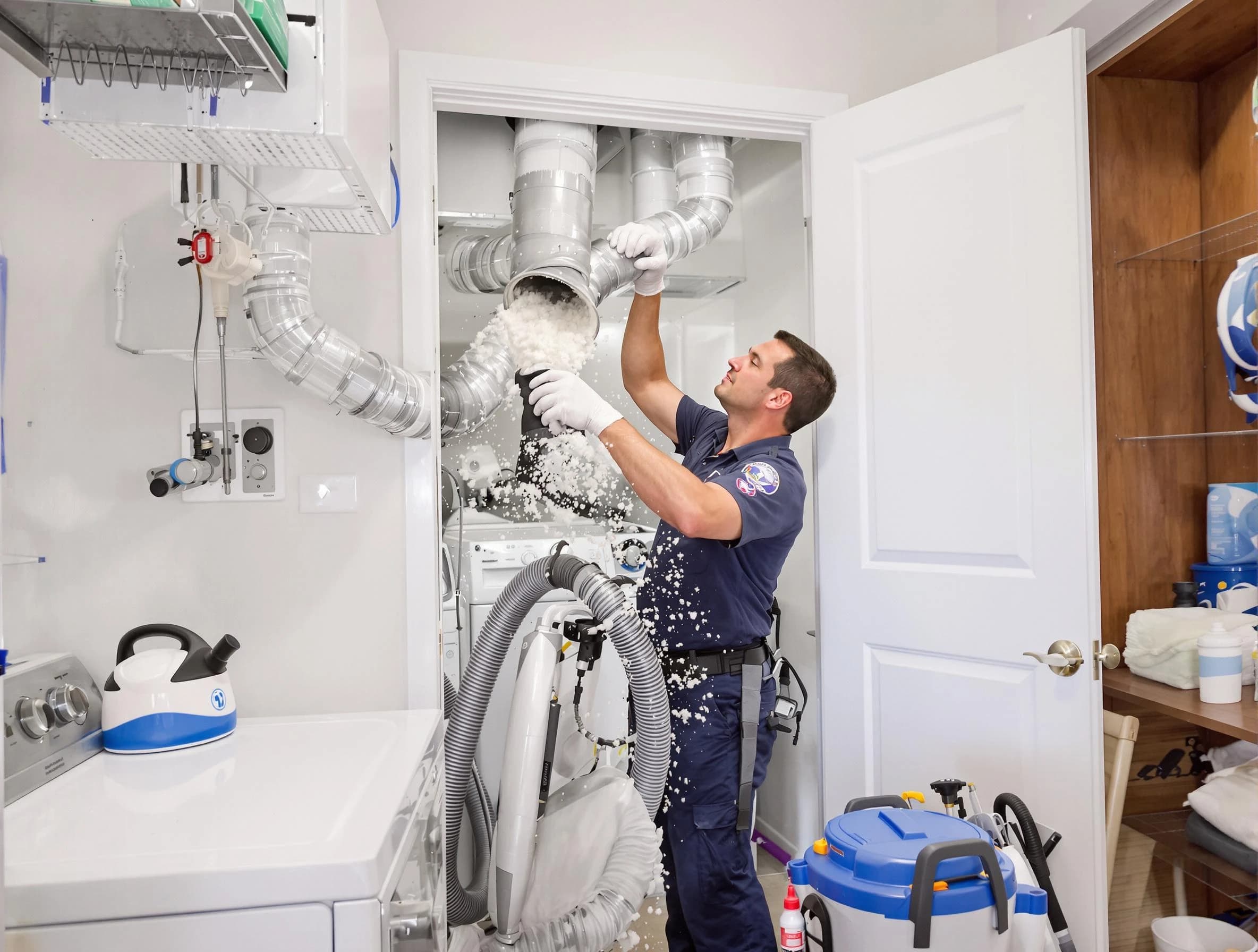 Tuckahoe Dryer Vent Cleaning technician delivering thorough residential dryer vent cleaning service in Tuckahoe