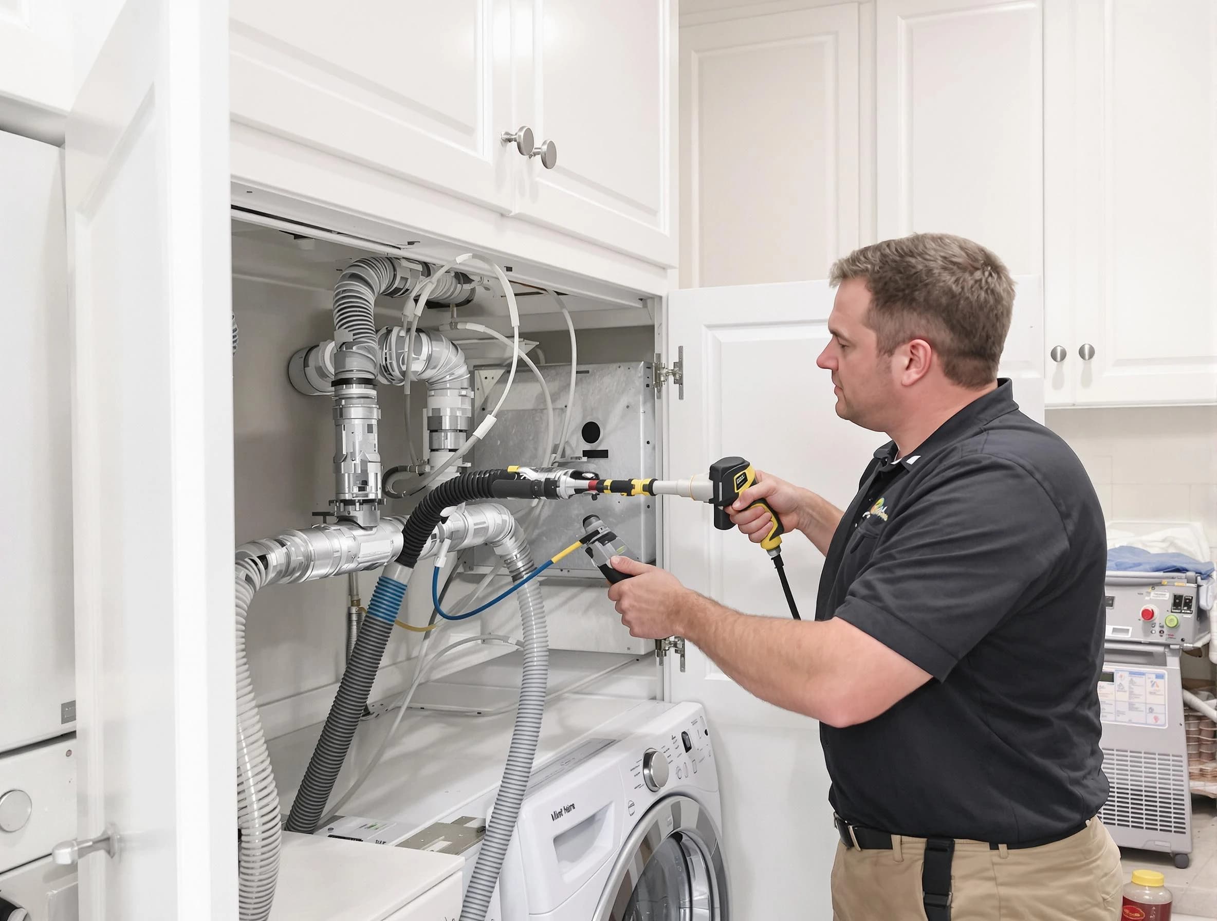 Tuckahoe Dryer Vent Cleaning professional removing severe blockage from a clogged dryer vent in Tuckahoe